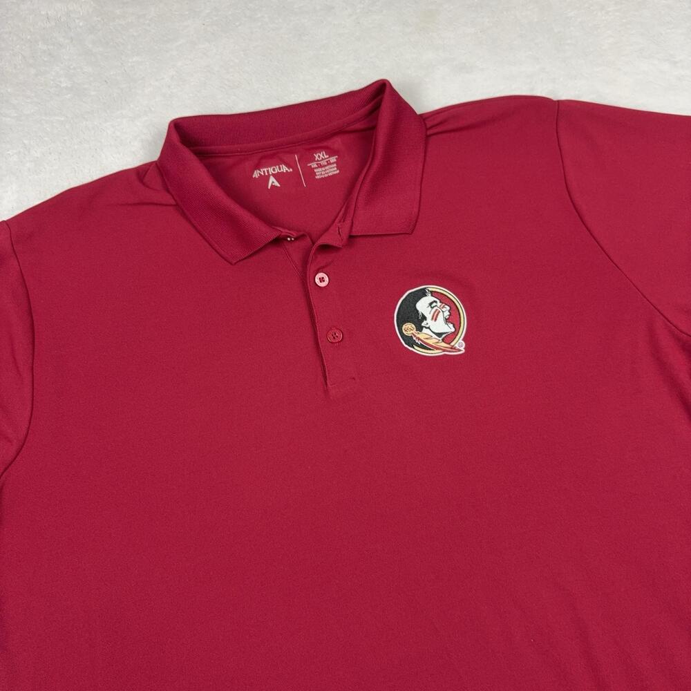 Florida State Seminoles Antigua Short Sleeve Polo Shirt Men 2XL Red Football